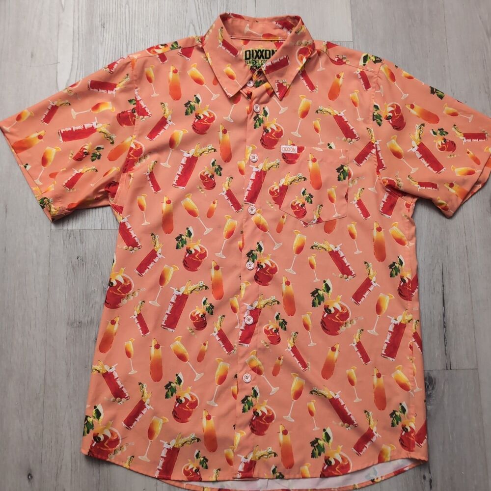 Dixxon Flannel Co Shirt Men's M Orange The Hang Over Brunch Short Sleeve